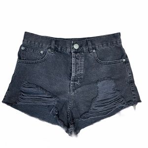 ASOS Black High Waisted Distressed Denim Shorts
